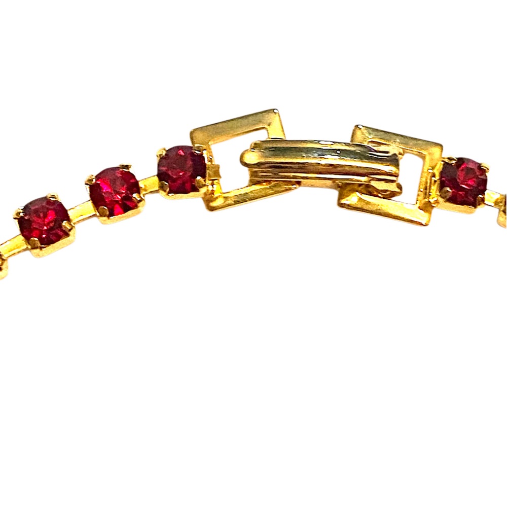 Vintage Ruby Rhinestone Bracelet Gold - Picture 3 of 3